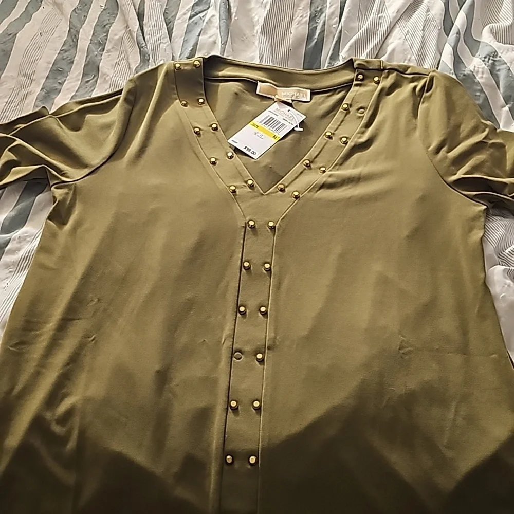 Michael Kors NWT Green Shirt Size M - Picture 1 of 6